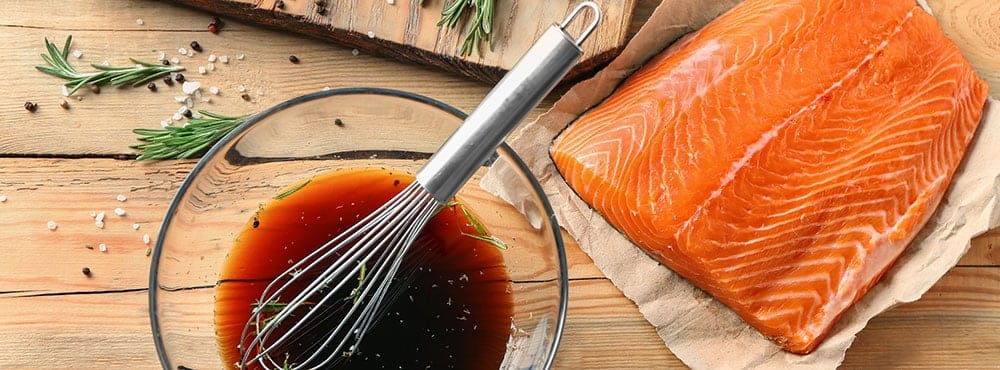Salmon fillet with a marinade and salt and pepper seasoning