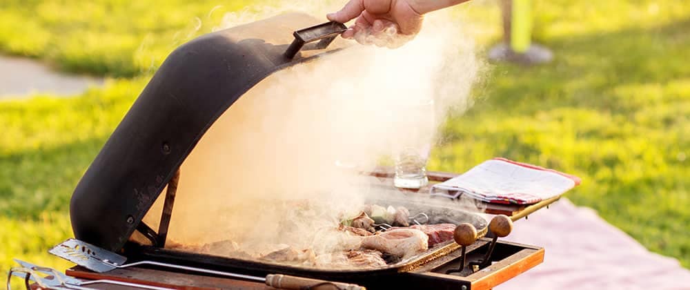 Smoke coming from a bbq grill