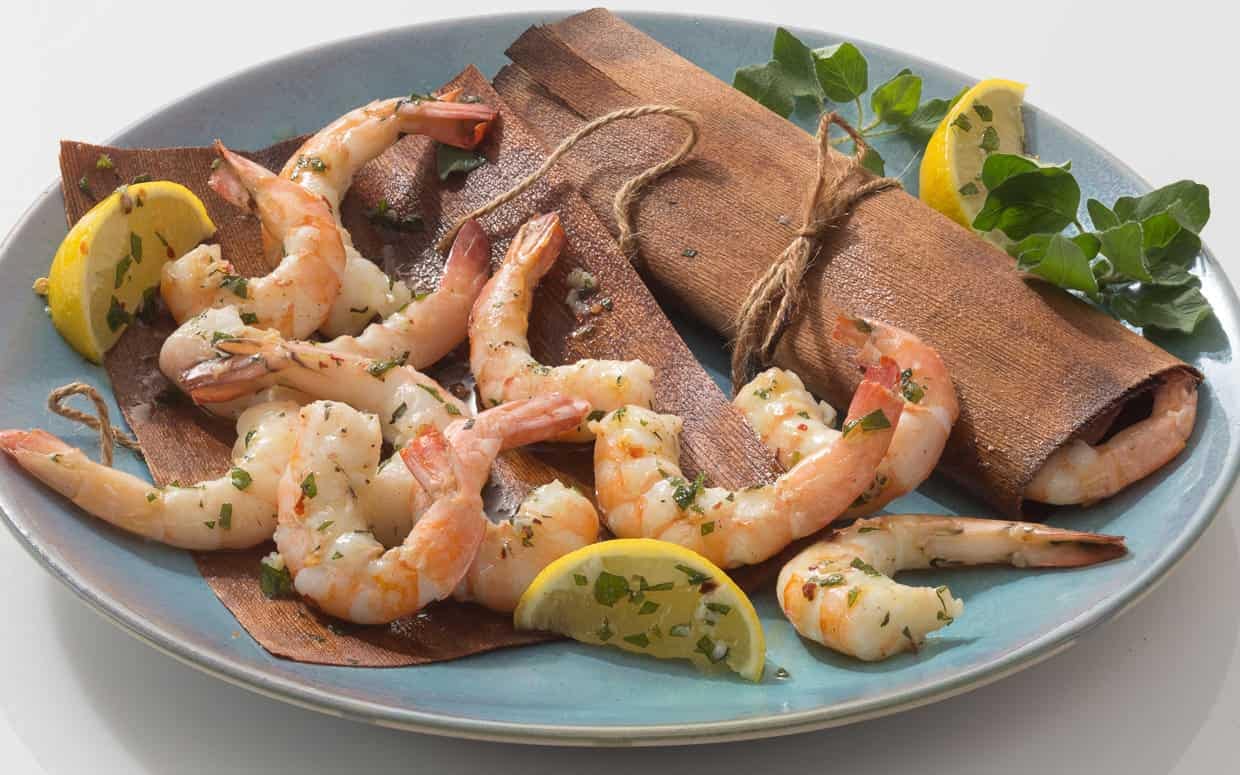 Natural Wood Wrapped Grilled Shrimp from the BBQ