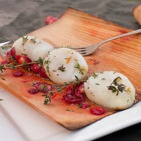 scallops with spices in a grilling wrap