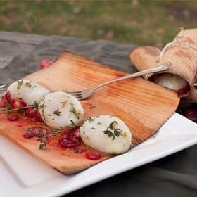 Natural Wood Wrapped Scallops