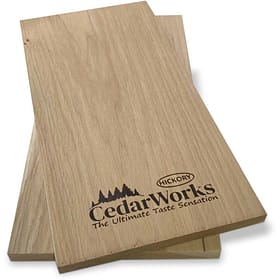 Softwood Hickory Cutting Board with Cedar Works logo for kitchen use and food prep.