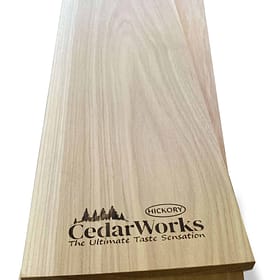 Smooth cedar wood sample with Cedar Works logo, showcasing high-quality timber for custom woodworking and interior design projects.