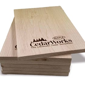 Natural cedar wood samples with Cedar Works logo, showcasing high-quality timber for custom furniture and carpentry projects. Perfect for tasting and evaluating premium cedar wood.