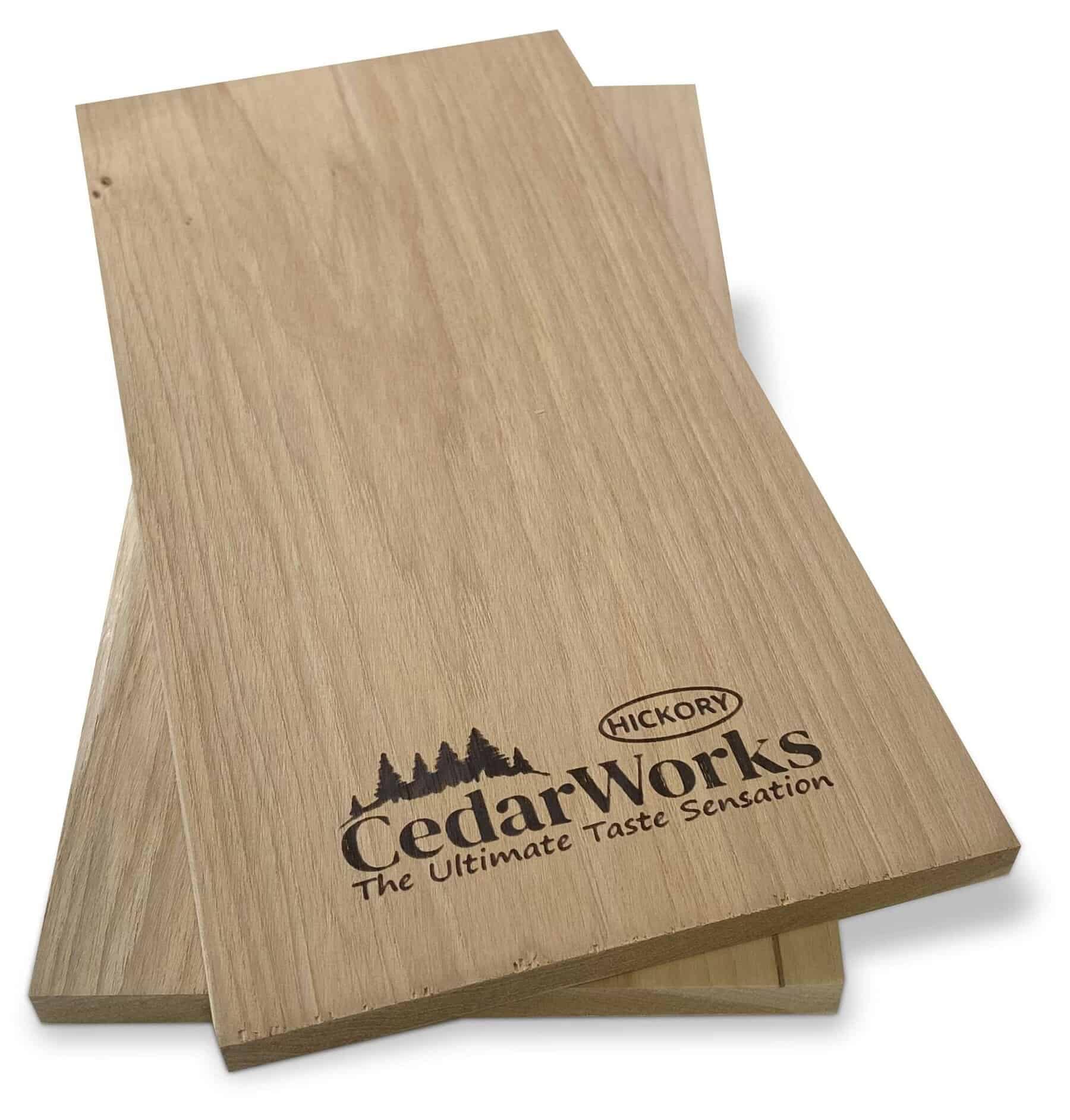 Softwood Hickory Cutting Board with Cedar Works logo for kitchen use and food prep.
