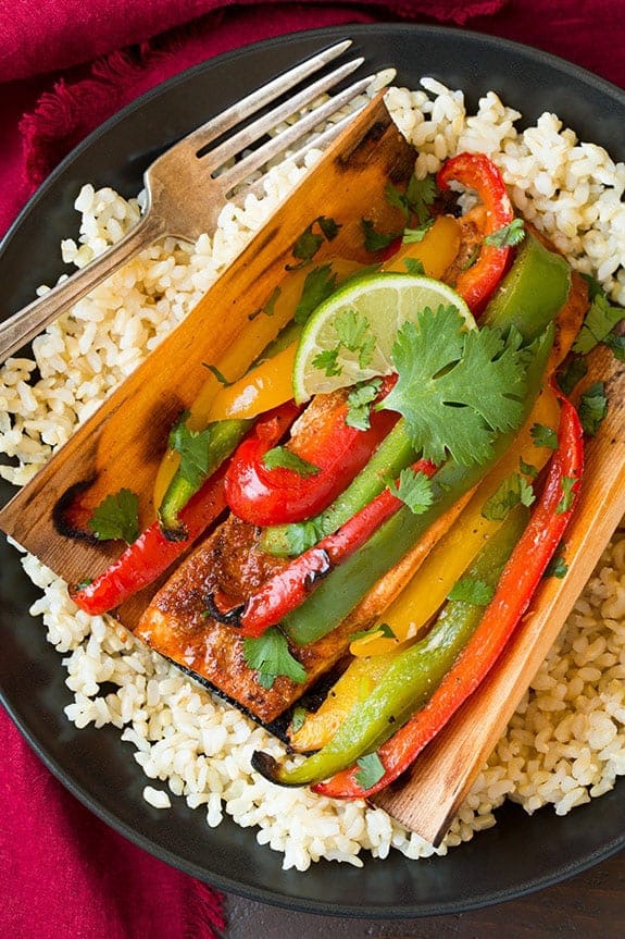 Grilling Wrap Chipotle Rubbed Salmon with Capsicum