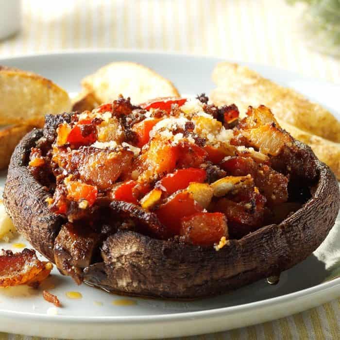 Cedar Planked Stuffed Portobello Mushrooms